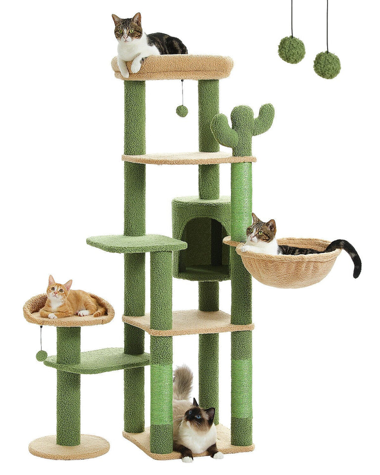Cat Tree Palace - Cat Scratching Posts USA Cat Scratching Post Specialists | Cat Scratcher Trees & Poles 59" Multilevel Cat Scratching Tree With Condo