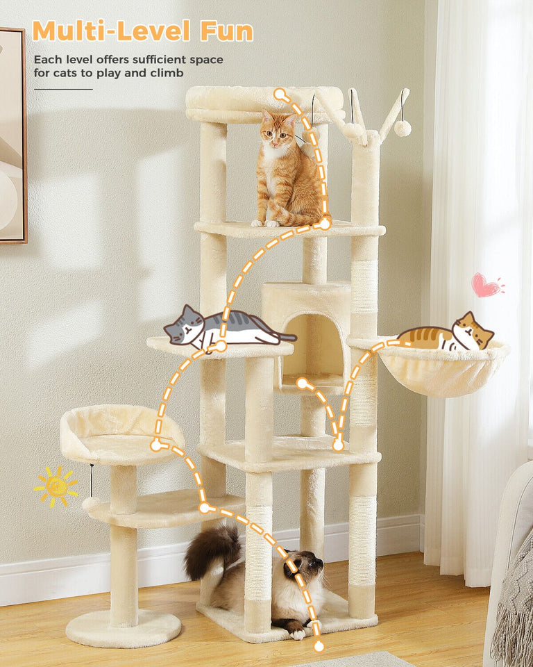 Cat Tree Palace - Cat Scratching Posts USA Cat Scratching Post Specialists | Cat Scratcher Trees & Poles 59" Multilevel Cat Scratching Tree With Condo