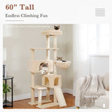 Cat Tree Palace - Cat Scratching Posts USA Cat Scratching Post Specialists | Cat Scratcher Trees & Poles 60" Multilevel Cat Scratching Tree