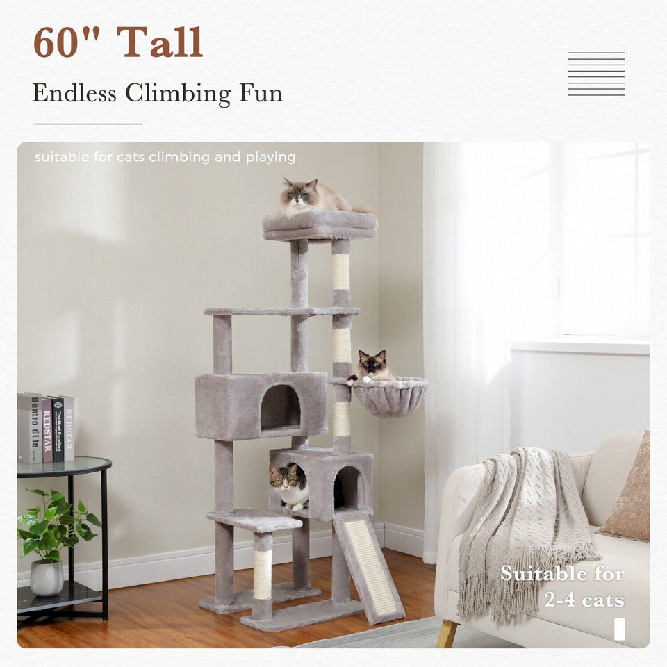 Cat Tree Palace - Cat Scratching Posts USA Cat Scratching Post Specialists | Cat Scratcher Trees & Poles 60" Multilevel Cat Scratching Tree