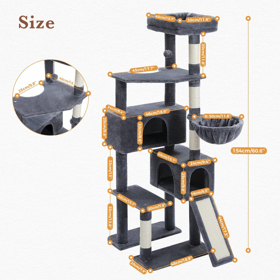 Cat Tree Palace - Cat Scratching Posts USA Cat Scratching Post Specialists | Cat Scratcher Trees & Poles 60" Multilevel Cat Scratching Tree
