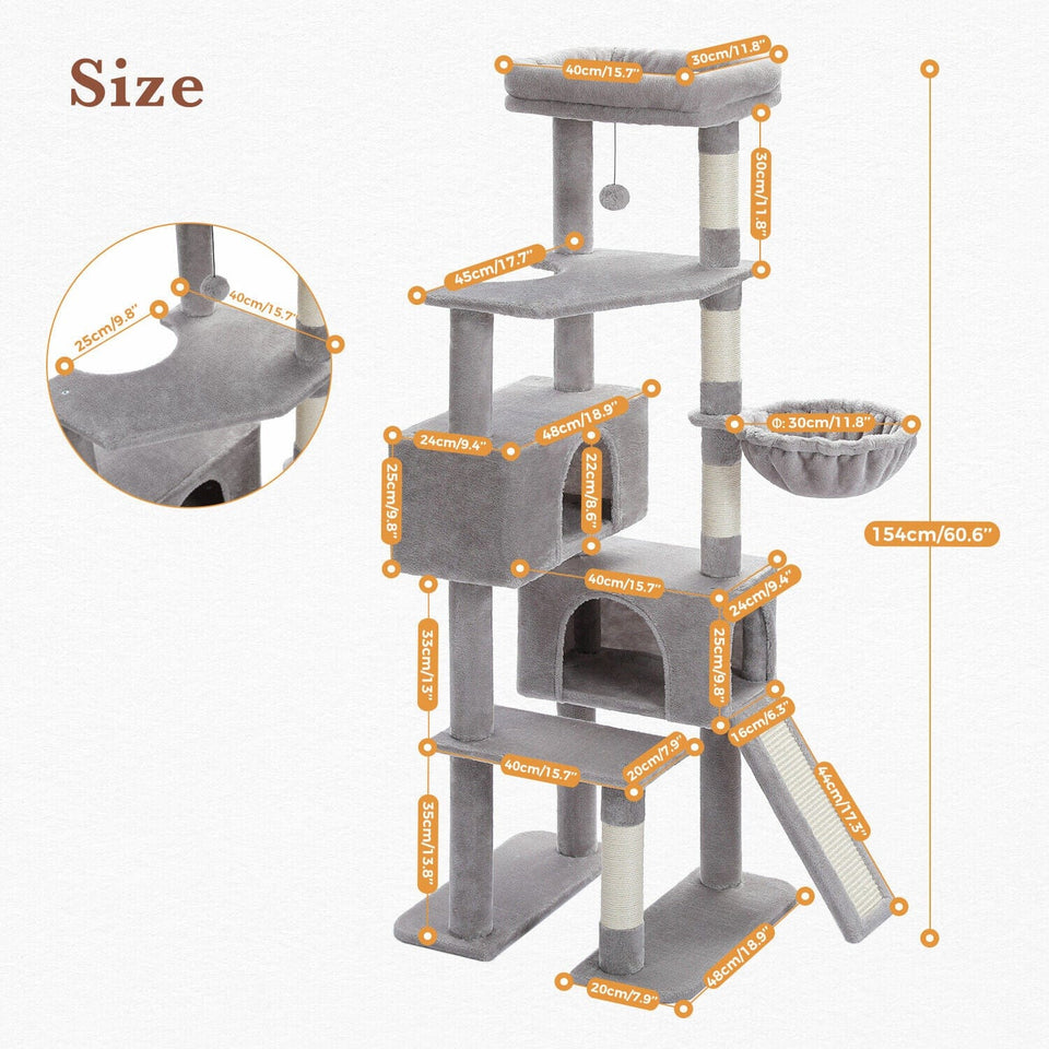 Cat Tree Palace - Cat Scratching Posts USA Cat Scratching Post Specialists | Cat Scratcher Trees & Poles 60" Multilevel Cat Scratching Tree