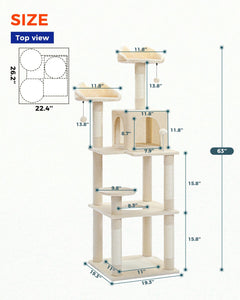 Cat Tree Palace - Cat Scratching Posts USA Cat Scratching Post Specialists | Cat Scratcher Trees & Poles 63" Cat Scratching Post / Tree / Pole - Beige