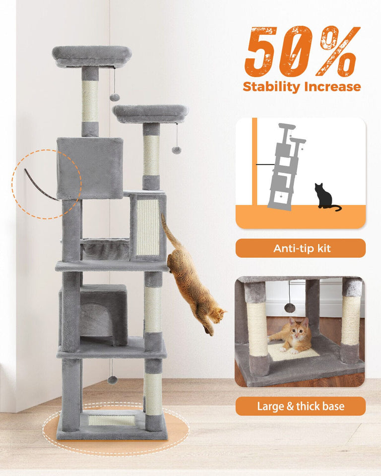 Cat Tree Palace - Cat Scratching Posts USA Cat Scratching Post Specialists | Cat Scratcher Trees & Poles 70.9" Multilevel Cat Scratching Tree with Condo's