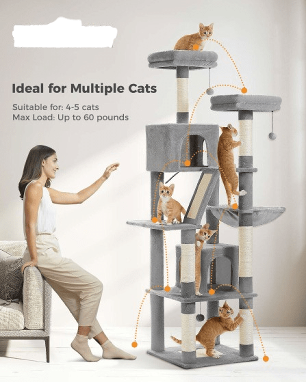 Cat Tree Palace - Cat Scratching Posts USA Cat Scratching Post Specialists | Cat Scratcher Trees & Poles 70.9" Multilevel Cat Scratching Tree with Condo's