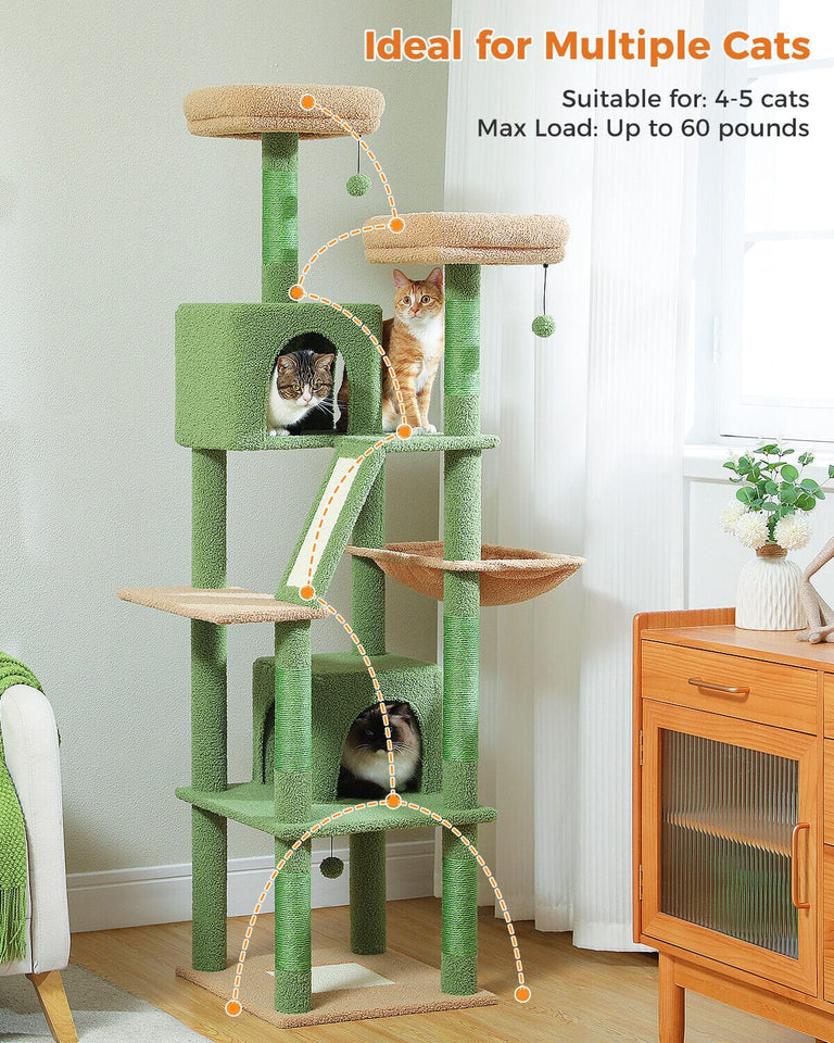 Cat Tree Palace - Cat Scratching Posts USA Cat Scratching Post Specialists | Cat Scratcher Trees & Poles 70.9" Multilevel Cat Scratching Tree with Condo's