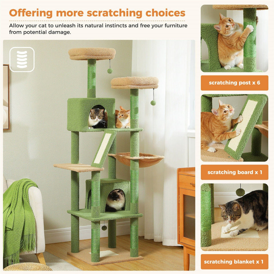 Cat Tree Palace - Cat Scratching Posts USA Cat Scratching Post Specialists | Cat Scratcher Trees & Poles 70.9" Multilevel Cat Scratching Tree with Condo's