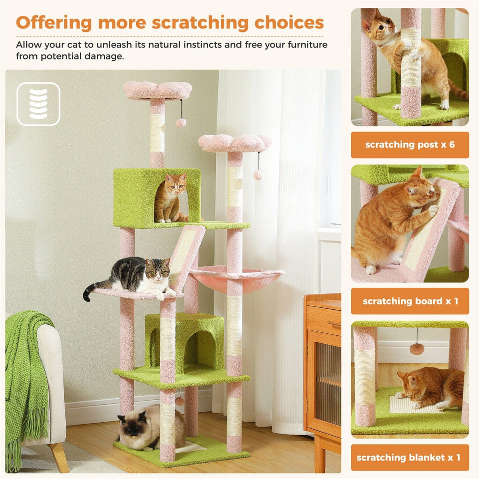 Cat Tree Palace - Cat Scratching Posts USA Cat Scratching Post Specialists | Cat Scratcher Trees & Poles 70.9" Multilevel Cat Scratching Tree with Condo's