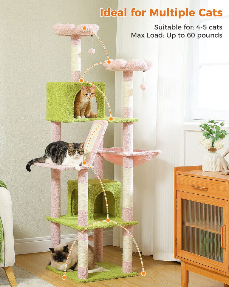 Cat Tree Palace - Cat Scratching Posts USA Cat Scratching Post Specialists | Cat Scratcher Trees & Poles 70.9" Multilevel Cat Scratching Tree with Condo's