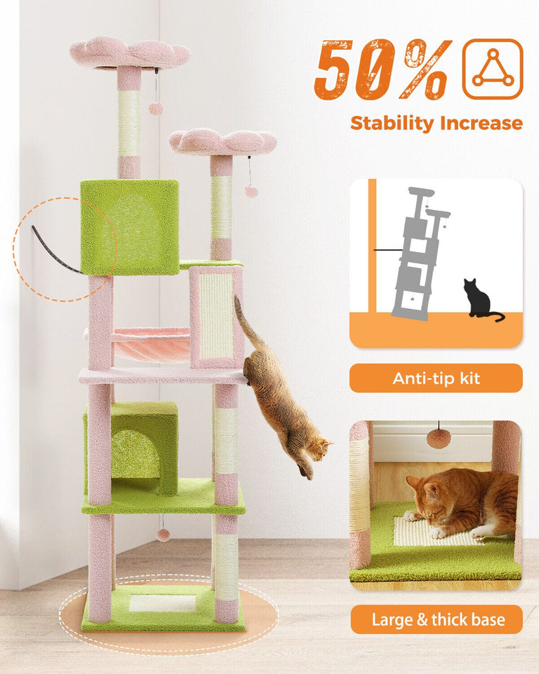 Cat Tree Palace - Cat Scratching Posts USA Cat Scratching Post Specialists | Cat Scratcher Trees & Poles 70.9" Multilevel Cat Scratching Tree with Condo's