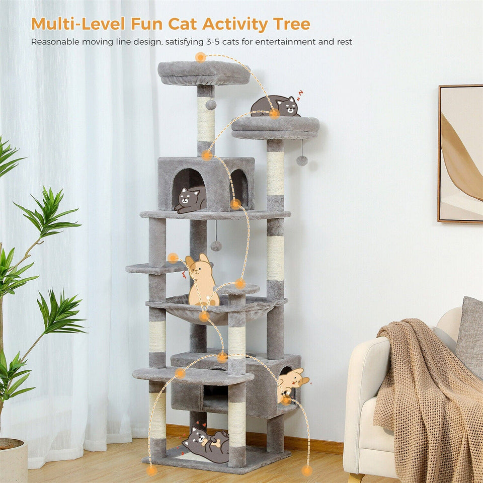 Cat Tree Palace - Cat Scratching Posts USA Cat Scratching Post Specialists | Cat Scratcher Trees & Poles 72.4" Multi Level Cat Scratching Tree with Condos