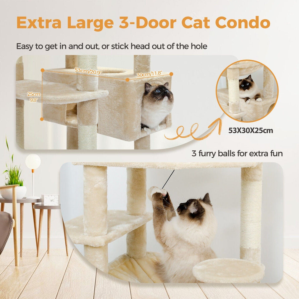 Cat Tree Palace - Cat Scratching Posts USA Cat Scratching Post Specialists | Cat Scratcher Trees & Poles 72.4" Multi Level Cat Scratching Tree with Condos