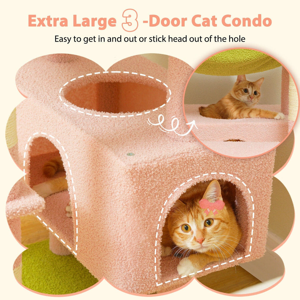 Cat Tree Palace - Cat Scratching Posts USA Cat Scratching Post Specialists | Cat Scratcher Trees & Poles 72.4" Multi Level Cat Scratching Tree with Condos