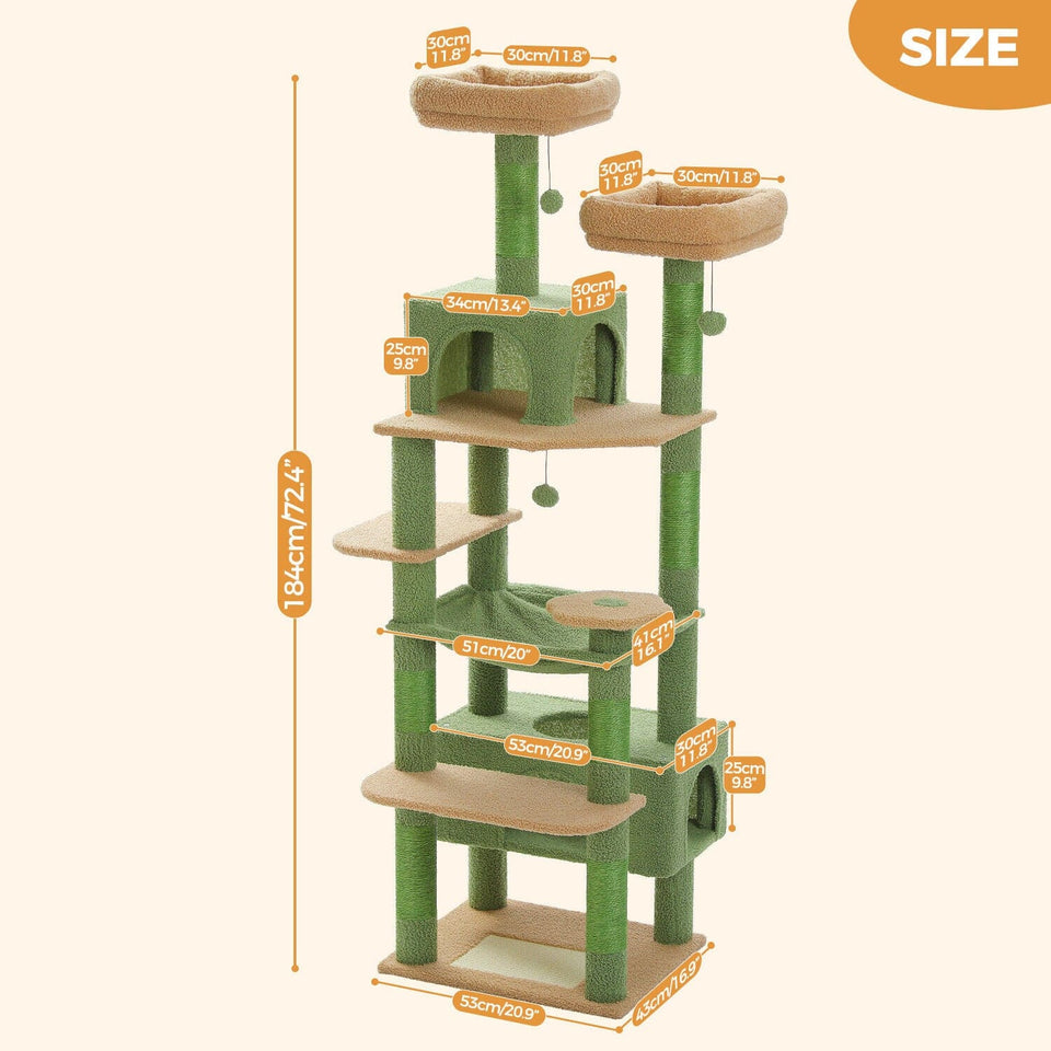 Cat Tree Palace - Cat Scratching Posts USA Cat Scratching Post Specialists | Cat Scratcher Trees & Poles 72.4" Multi Level Cat Scratching Tree with Condos