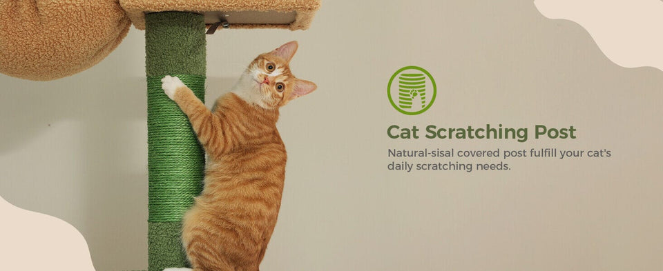 Cat Tree Palace - Cat Scratching Posts USA Cat Scratching Post Specialists | Cat Scratcher Trees & Poles 82.7" - 107.8" Floor to Ceiling Cactus Cat Scratching Pole with Condo & Nest