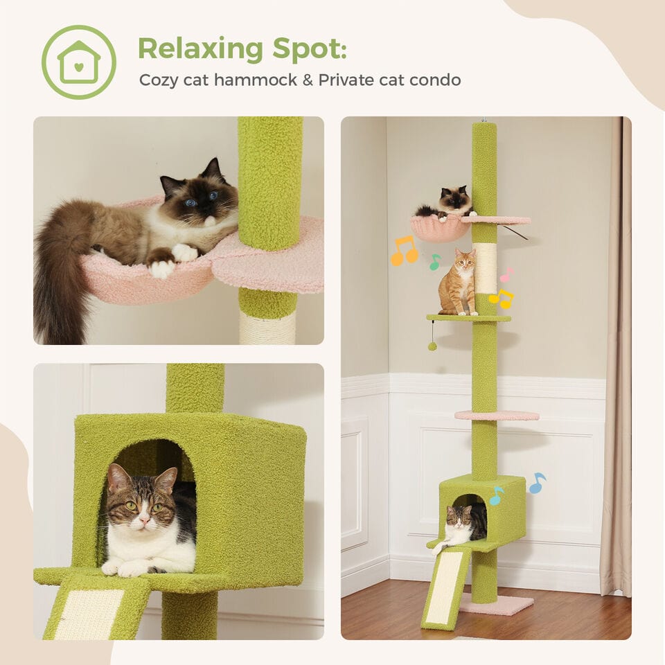 Cat Tree Palace - Cat Scratching Posts USA Cat Scratching Post Specialists | Cat Scratcher Trees & Poles 82.7" - 107.8" Floor to Ceiling Cat Scratching Pole with Condo & Nest