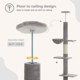 Cat Tree Palace - Cat Scratching Posts USA Cat Scratching Post Specialists | Cat Scratcher Trees & Poles 82.7" - 107.8" Floor to Ceiling Cat Scratching Pole with Condo & Nest