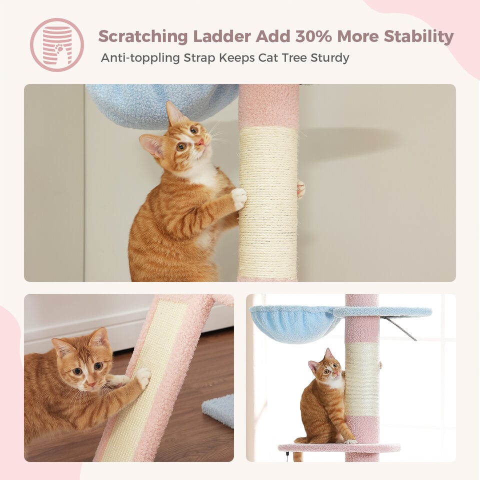 Cat Tree Palace - Cat Scratching Posts USA Cat Scratching Post Specialists | Cat Scratcher Trees & Poles 82.7" - 107.8" Floor to Ceiling Cat Scratching Pole with Condo & Nest