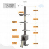 Cat Tree Palace - Cat Scratching Posts USA Cat Scratching Post Specialists | Cat Scratcher Trees & Poles 82.7" - 107.8" Floor to Ceiling Cat Scratching Pole with Condo & Nest