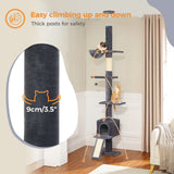 Cat Tree Palace - Cat Scratching Posts USA Cat Scratching Post Specialists | Cat Scratcher Trees & Poles 82.7" - 107.8" Floor to Ceiling Cat Scratching Pole with Condo & Nest