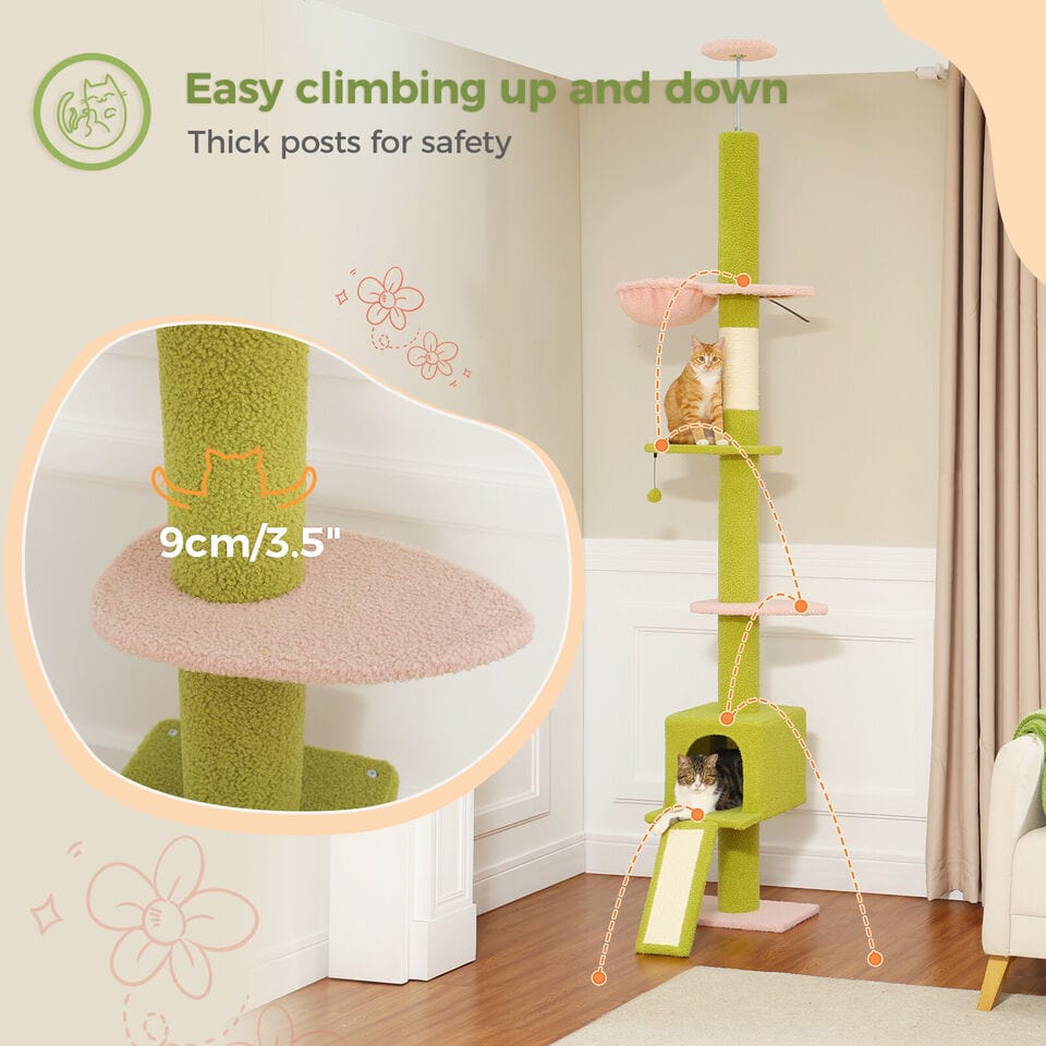 Cat Tree Palace - Cat Scratching Posts USA Cat Scratching Post Specialists | Cat Scratcher Trees & Poles 82.7" - 107.8" Floor to Ceiling Cat Scratching Pole with Condo & Nest
