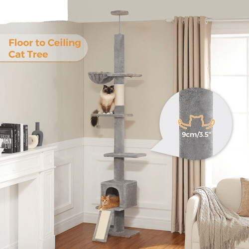 Cat Tree Palace - Cat Scratching Posts USA Cat Scratching Post Specialists | Cat Scratcher Trees & Poles 82.7" - 107.8" Floor to Ceiling Cat Scratching Pole with Condo & Nest