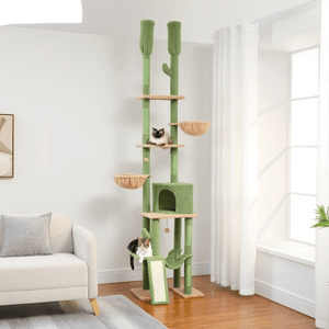 Cat Tree Palace - Cat Scratching Posts USA Cat Scratching Post Specialists | Cat Scratcher Trees & Poles 85.1"-112.2" Adjustable Cactus Cat Scratching Tower - Green