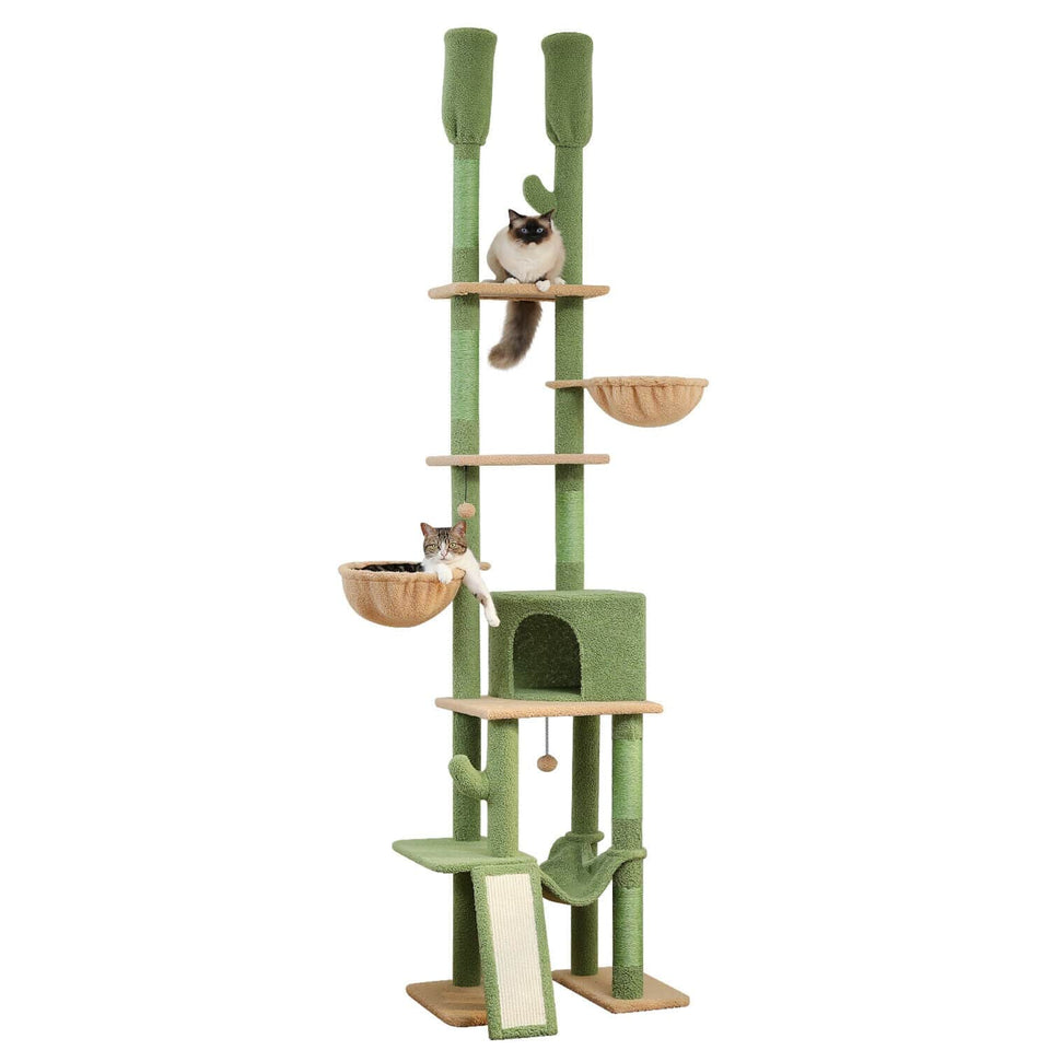 Cat Tree Palace - Cat Scratching Posts USA Cat Scratching Post Specialists | Cat Scratcher Trees & Poles 85.1"-112.2" Adjustable Cactus Cat Scratching Tower - Green