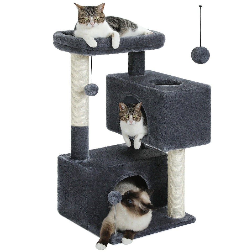 Cat Tree Palace - Cat Scratching Posts USA Cat Scratching Post Specialists | Cat Scratcher Trees & Poles Dark Gray 31.5" Cat Scratching Tree with Condos