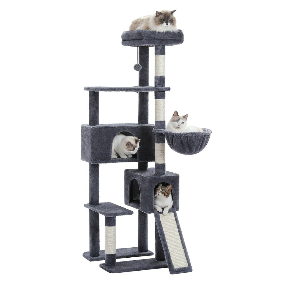 Cat Tree Palace - Cat Scratching Posts USA Cat Scratching Post Specialists | Cat Scratcher Trees & Poles Dark Gray 60" Multilevel Cat Scratching Tree
