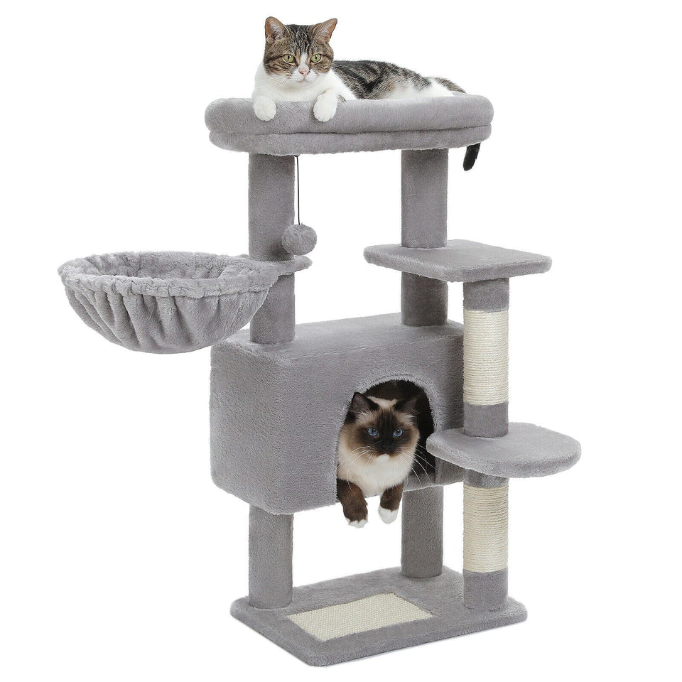 Cat Tree Palace - Cat Scratching Posts USA Cat Scratching Post Specialists | Cat Scratcher Trees & Poles Gray 34.6" Compact Cat Scratching Tree Condo