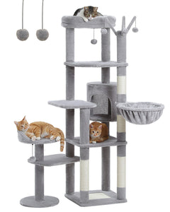 Cat Tree Palace - Cat Scratching Posts USA Cat Scratching Post Specialists | Cat Scratcher Trees & Poles 59" Multilevel Cat Scratching Tree With Condo