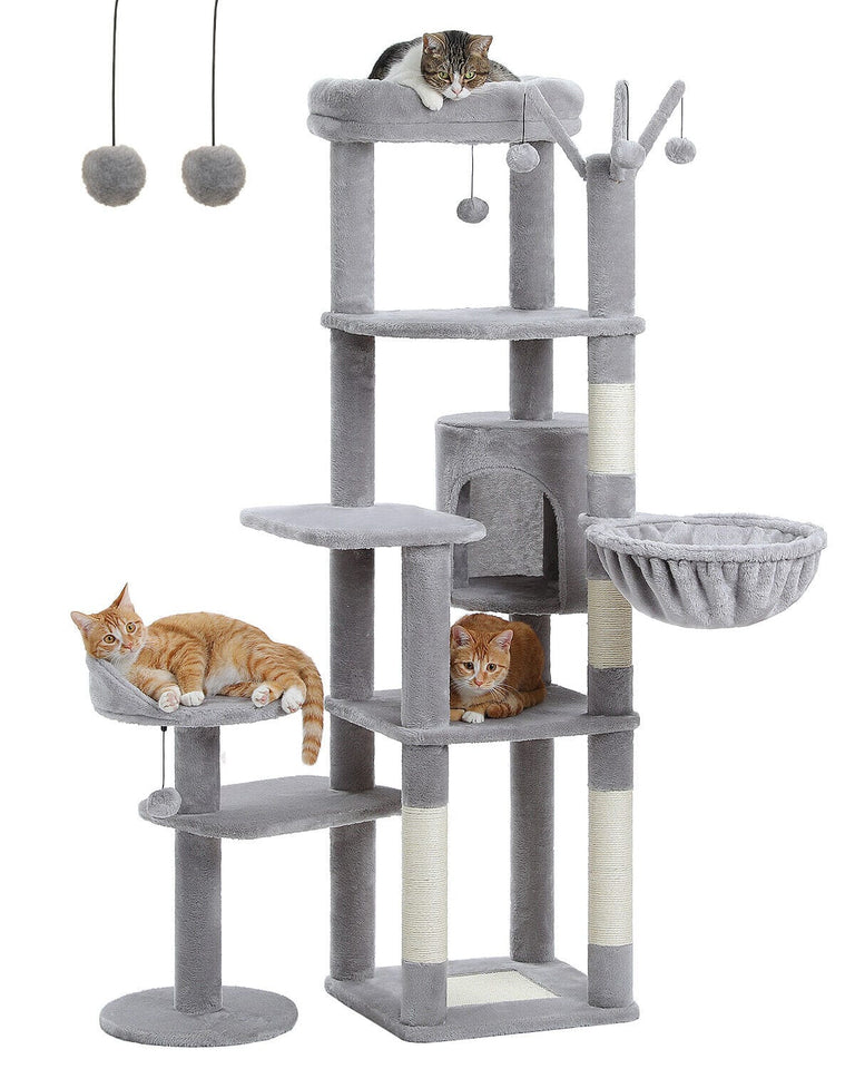 Cat Tree Palace - Cat Scratching Posts USA Cat Scratching Post Specialists | Cat Scratcher Trees & Poles Gray 59" Multilevel Cat Scratching Tree With Condo