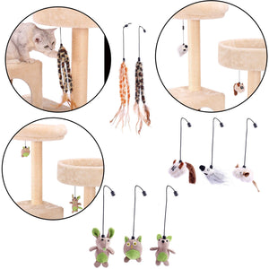 Cat Tree Palace - Cat Scratching Posts USA Cat Scratching Post Specialists | Cat Scratcher Trees & Poles Replacement Cat Teaser Toys for Cat Trees - Pack Of 8