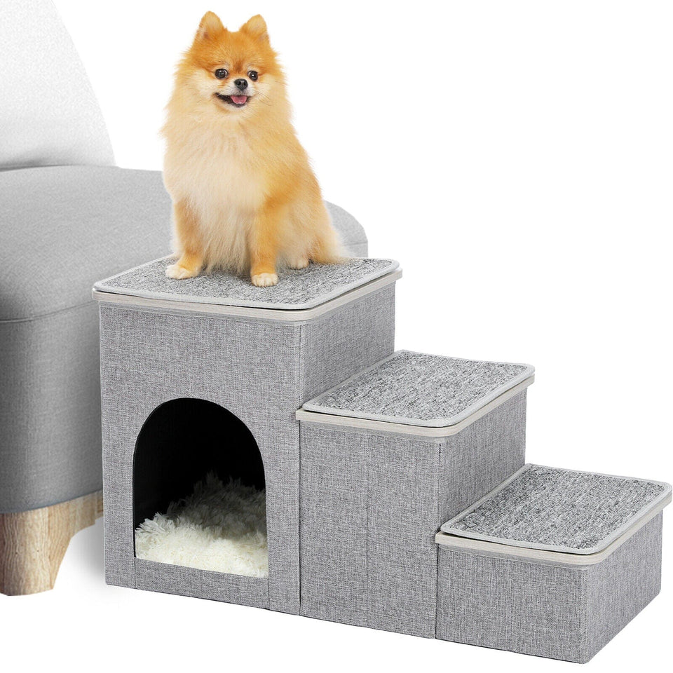 Cat Tree Palace - Cat Scratching Posts USA Pet Steps & Ramps 3 Step Pet Steps - Gray