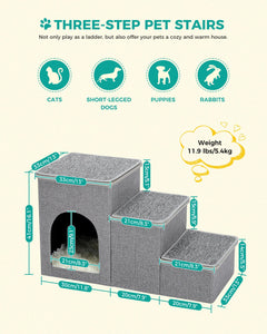 Cat Tree Palace - Cat Scratching Posts USA Pet Steps & Ramps 3 Step Pet Steps - Gray