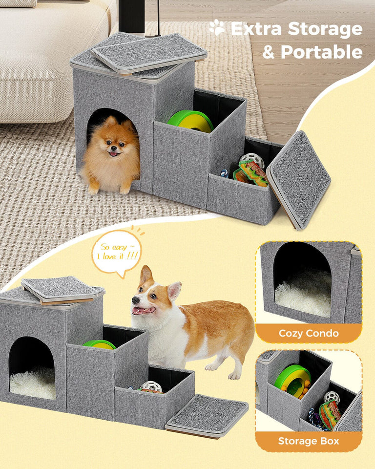 Cat Tree Palace - Cat Scratching Posts USA Pet Steps & Ramps 3 Step Pet Steps - Gray
