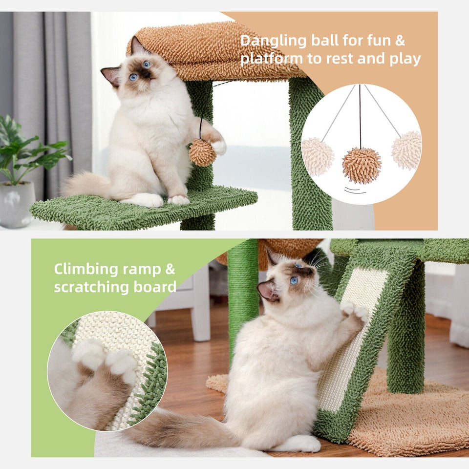 Cat Tree Palace 41" Cactus Cat Scratching Post / Tree / Pole - Green