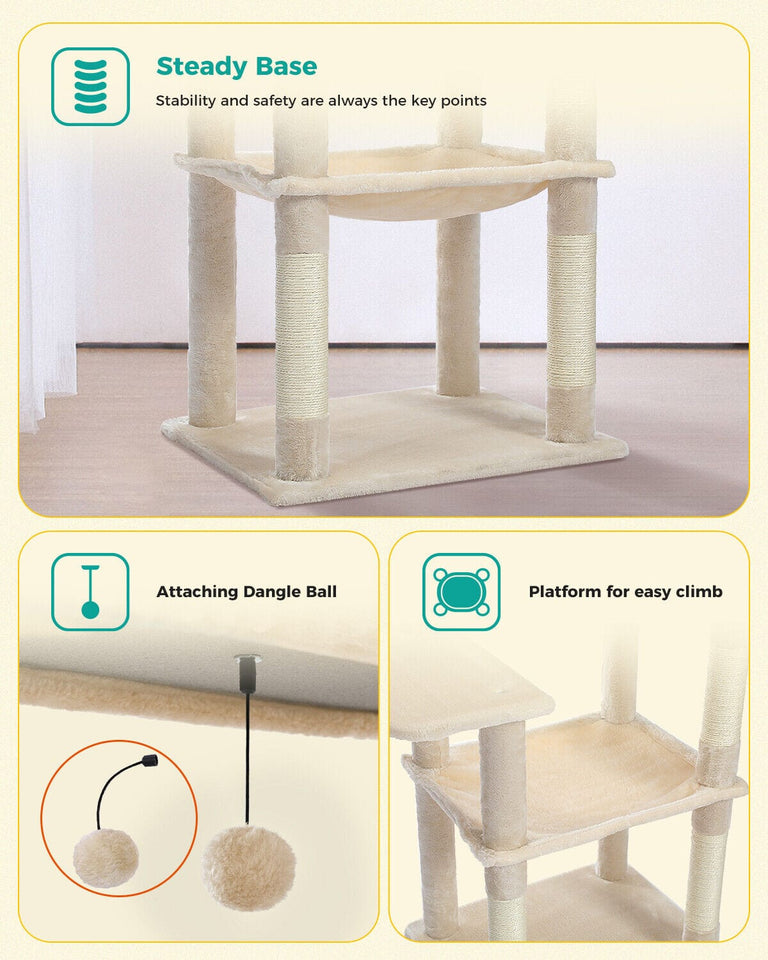 Cat Tree Palace 56" Cat Scratching Post / Tree / Pole with Condo