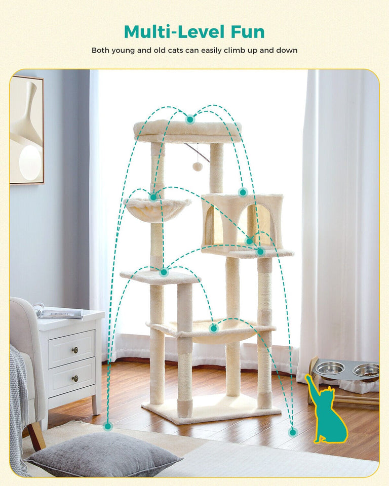 Cat Tree Palace 56" Cat Scratching Post / Tree / Pole with Condo
