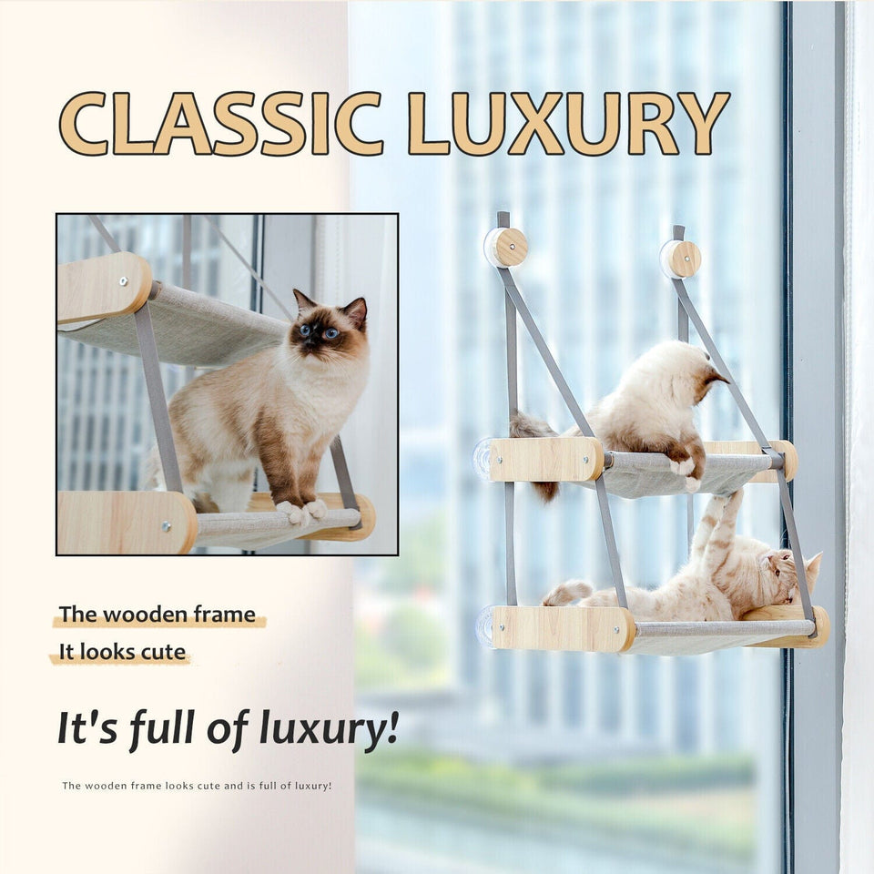 Cat Tree Palace - Cat Scratching Posts USA Cat Beds Two Level Cat Window Perch Hammock