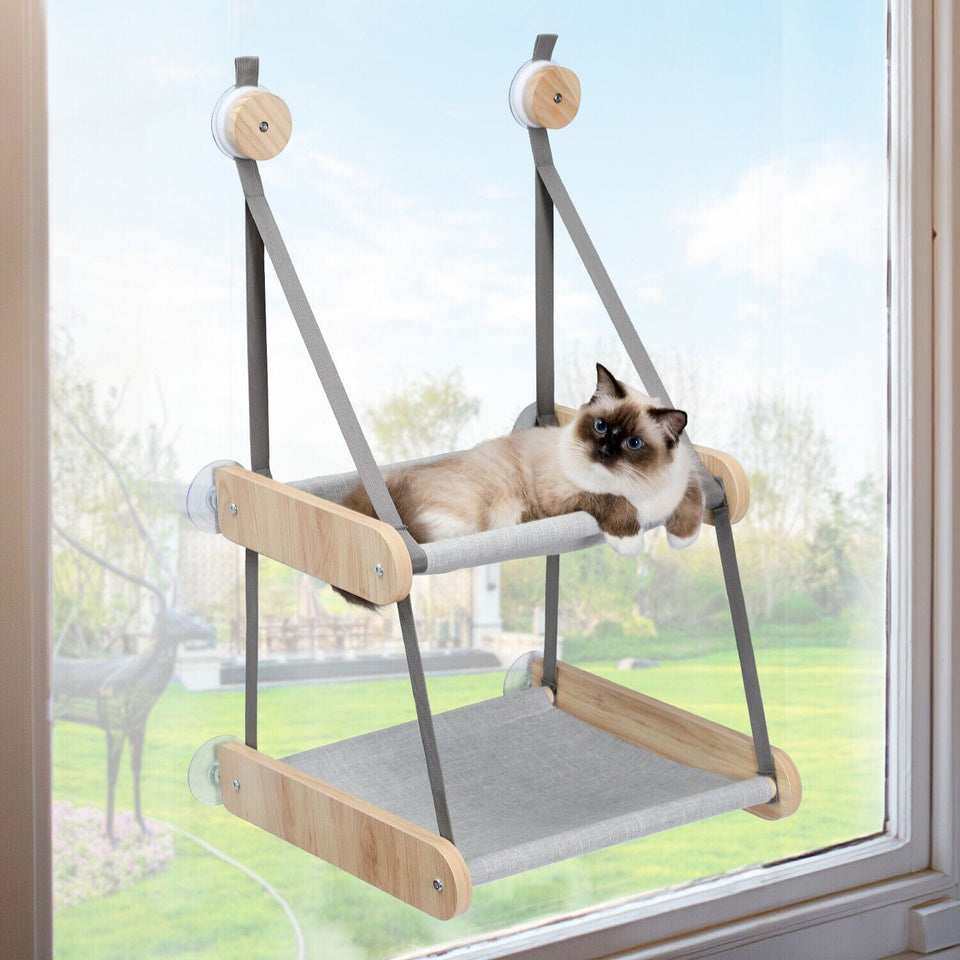 Cat Tree Palace - Cat Scratching Posts USA Cat Beds Two Level Cat Window Perch Hammock