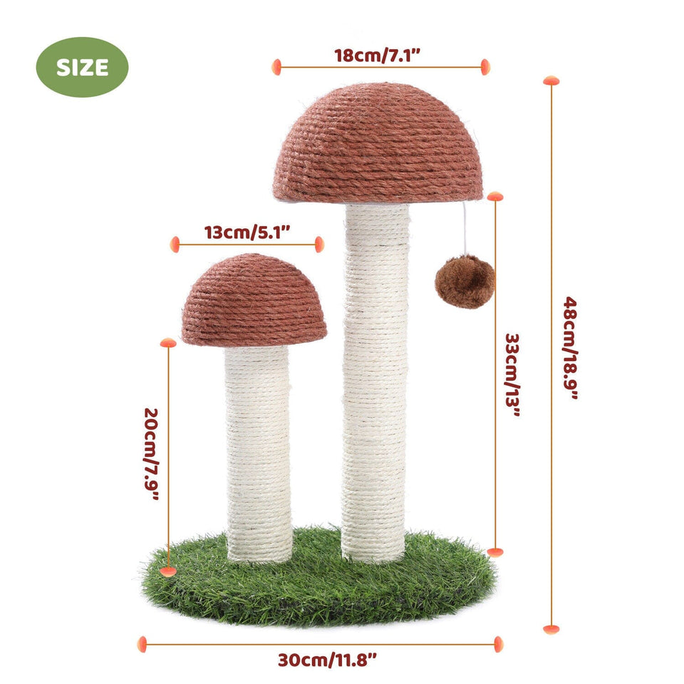 Cat Tree Palace - Cat Scratching Posts USA Cat Furniture 18.9" Mushroom Cat Scratching Post/ Tree/ Pole