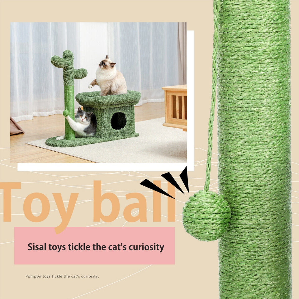 Cat Tree Palace - Cat Scratching Posts USA Cat Furniture 2 in 1 Condo & Cactus Cat Scratching Post / Tree / Pole