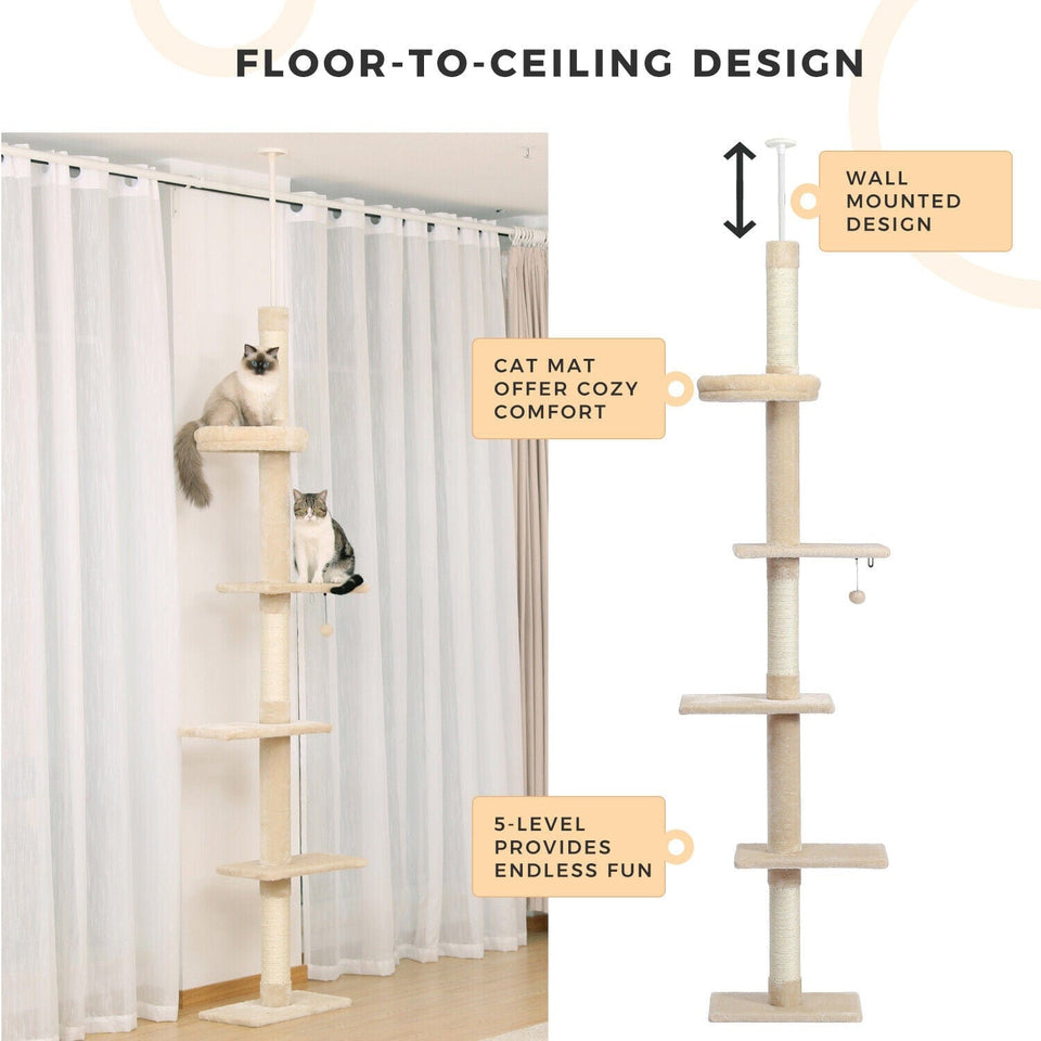 Cat Tree Palace - Cat Scratching Posts USA Cat Furniture 29.8" Adjustable Floor to Ceiling Cat Scratching Post / Tree / Pole