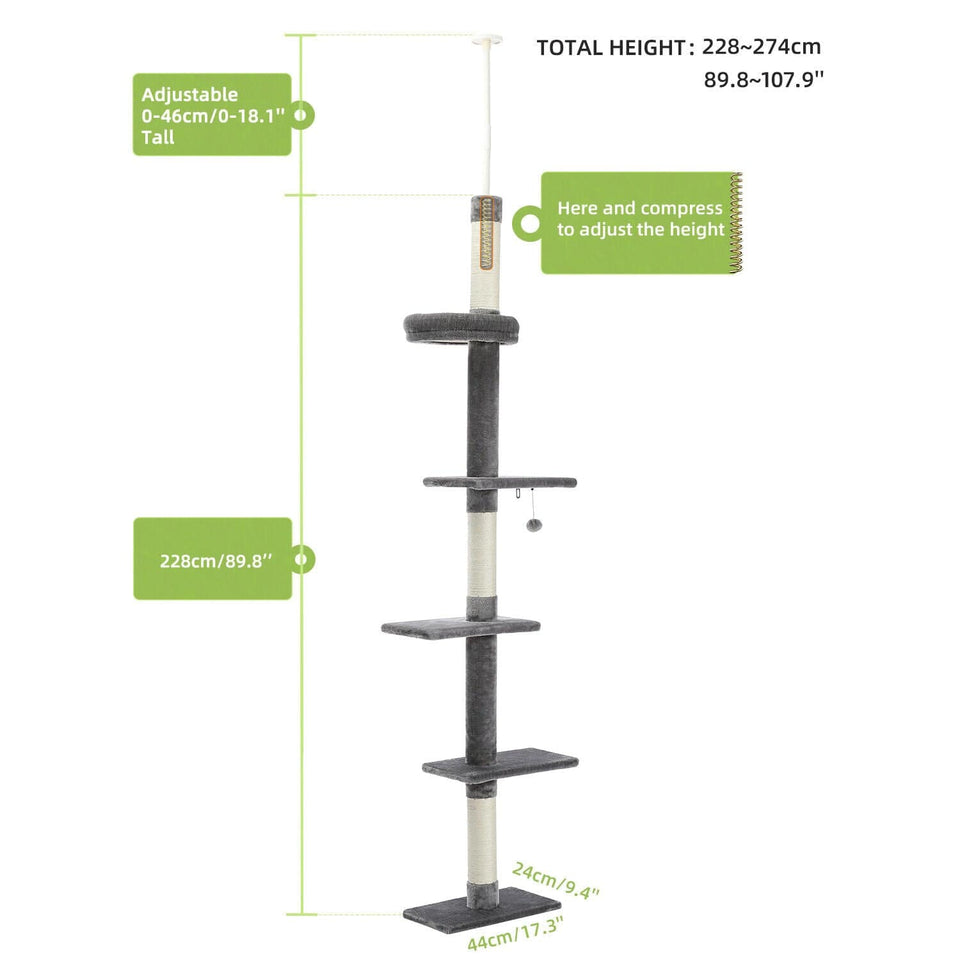 Cat Tree Palace - Cat Scratching Posts USA Cat Furniture 29.8" Adjustable Floor to Ceiling Cat Scratching Post / Tree / Pole