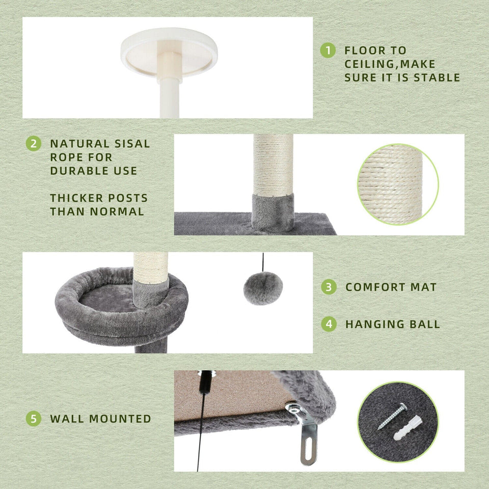 Cat Tree Palace - Cat Scratching Posts USA Cat Furniture 29.8" Adjustable Floor to Ceiling Cat Scratching Post / Tree / Pole