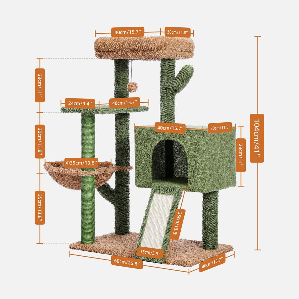 Cat Tree Palace - Cat Scratching Posts USA Cat Furniture 41" Cactus Cat Scratching Post / Tree / Pole - Green