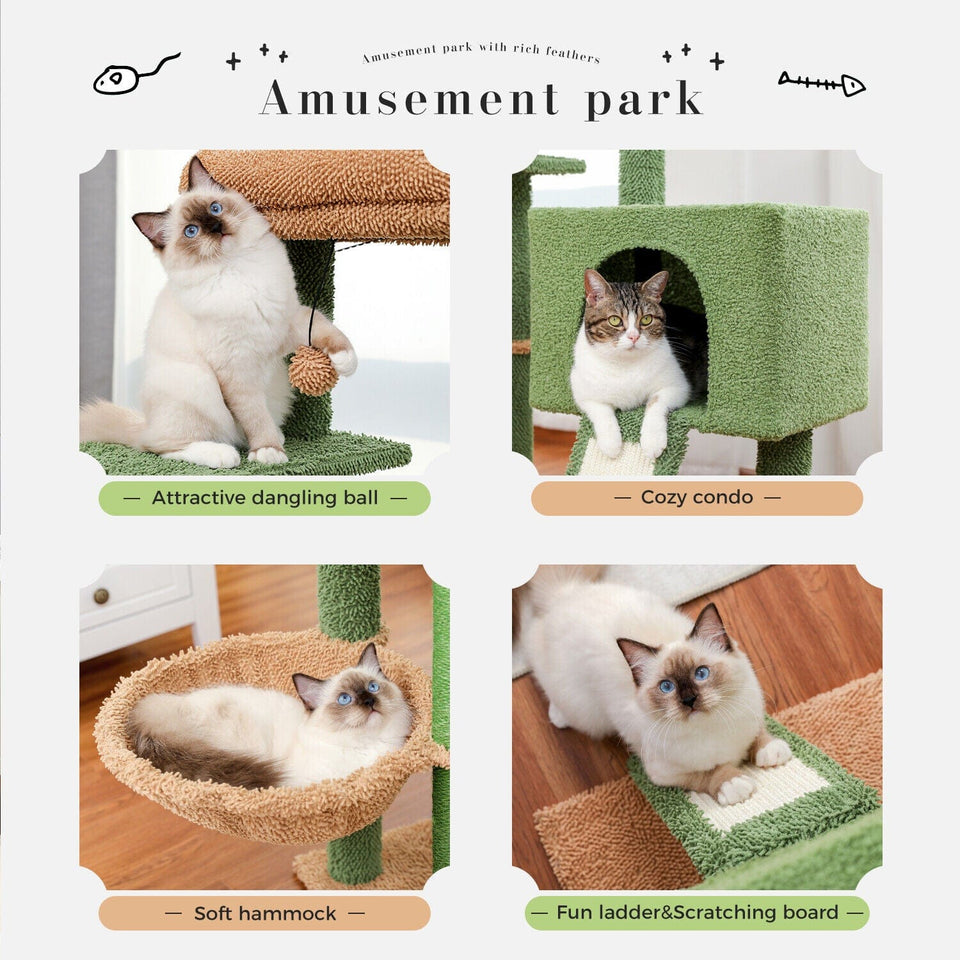 Cat Tree Palace 41" Cactus Cat Scratching Post / Tree / Pole - Green
