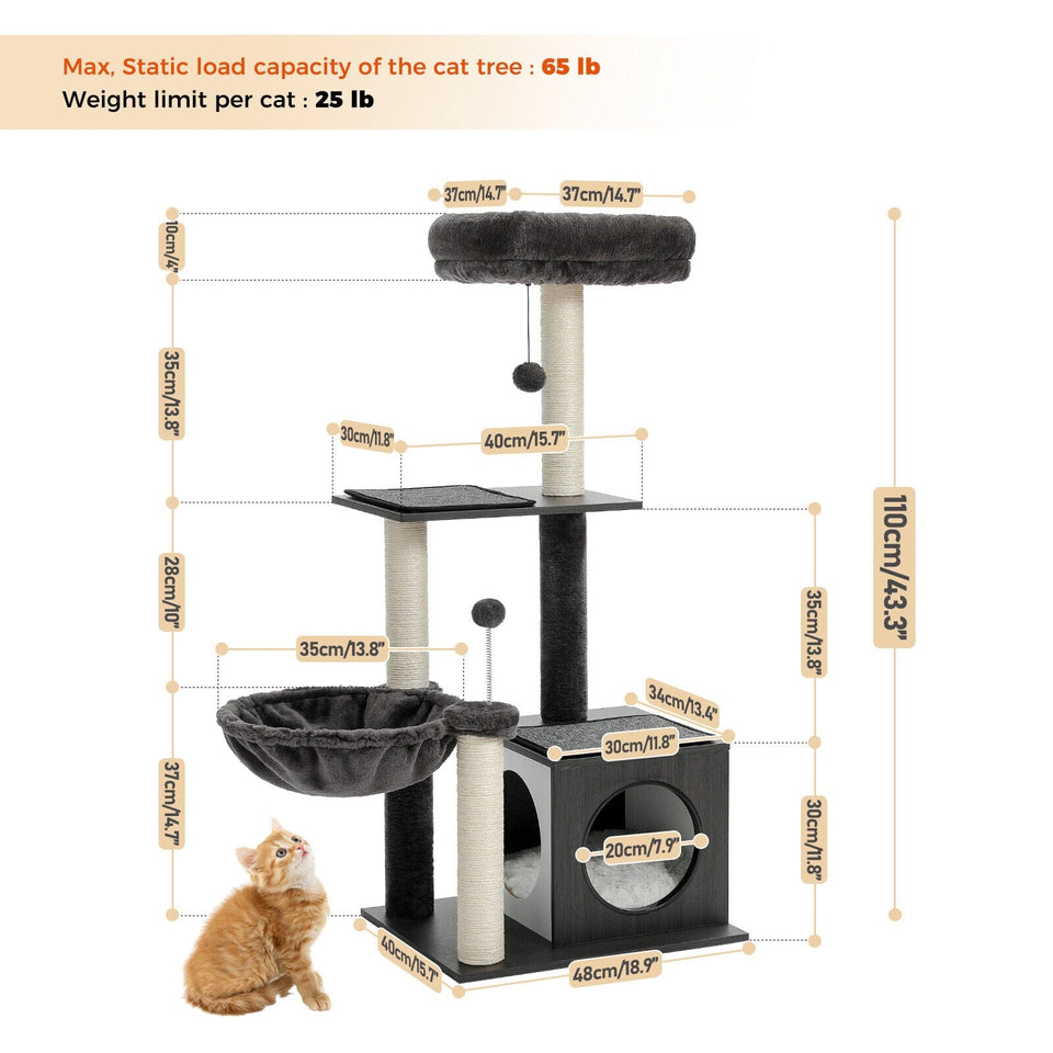 Cat Tree Palace - Cat Scratching Posts USA Cat Furniture 43.3" Cat Scratching Post / Tree / Pole